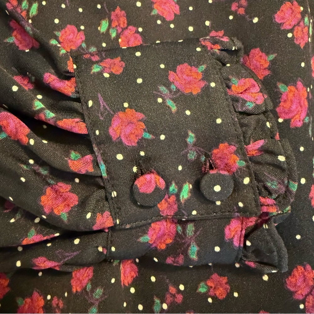 Veronica Beard Louama Tie Neck Dark Floral Blouse size 2 - Picture 10 of 14